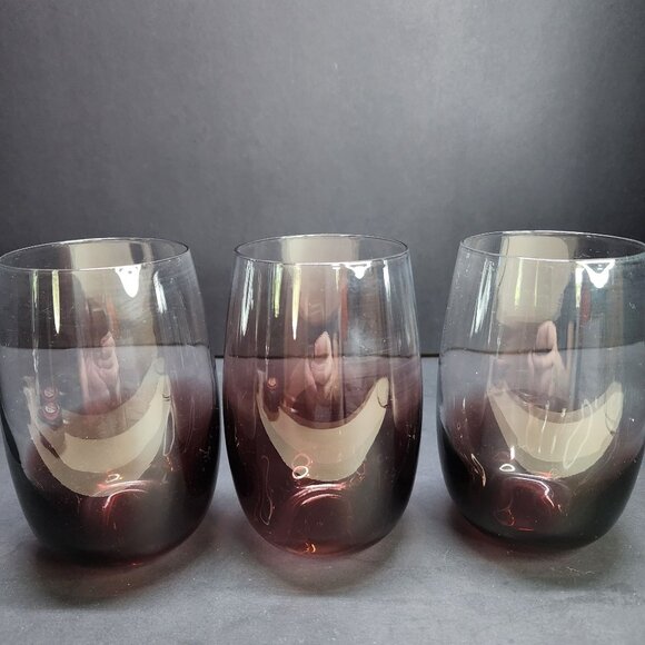 Dansk Glasscapes Amethyst Tumbler Stemless Wine Glasses Purple 5.5'' - Set of 3 - Picture 2 of 9